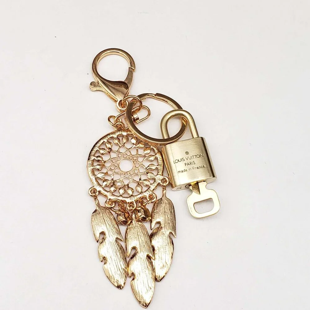 Authentic Louis Vuitton Lock & Key Gold ✨ Unbranded Keychain Bag Charm LV